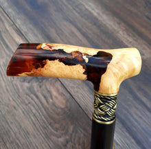 Load image into Gallery viewer, Copy of Cane Walking Stick Burl Hybrid Acryl Wood Reed Wooden Walking Cane Sticks Walking Sticks Handcrafted Handmade Cane Exclusive S57