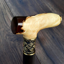 Load image into Gallery viewer, Copy of Copy of Cane Walking Stick Burl Hybrid Acryl Wood Reed Wooden Walking Cane Sticks Walking Sticks Handcrafted Handmade Cane Exclusive S58