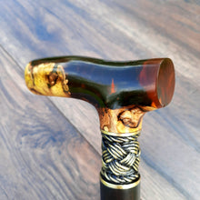 Load image into Gallery viewer, Copy of Copy of Copy of Copy of Copy of Cane Walking Stick Burl Hybrid Acryl Wood Reed Wooden Walking Cane Sticks Walking Sticks Handcrafted Handmade Cane Exclusive S61