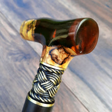 Load image into Gallery viewer, Copy of Copy of Copy of Copy of Copy of Cane Walking Stick Burl Hybrid Acryl Wood Reed Wooden Walking Cane Sticks Walking Sticks Handcrafted Handmade Cane Exclusive S61