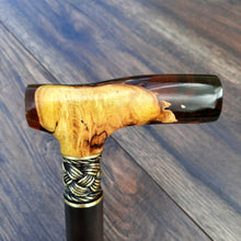 Load image into Gallery viewer, Copy of Copy of Copy of Copy of Copy of Cane Walking Stick Burl Hybrid Acryl Wood Reed Wooden Walking Cane Sticks Walking Sticks Handcrafted Handmade Cane Exclusive S61