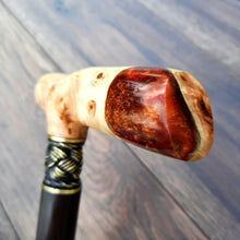 Load image into Gallery viewer, Copy of Copy of Copy of Copy of Copy of Copy of Copy of Copy of Copy of Copy of Cane Walking Stick Burl Hybrid Acryl Wood Reed Wooden Walking Cane Sticks Walking Sticks Handcrafted Handmade Cane Exclusive S66