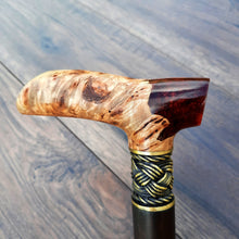 Load image into Gallery viewer, Copy of Copy of Copy of Copy of Copy of Copy of Copy of Copy of Copy of Copy of Copy of Cane Walking Stick Burl Hybrid Acryl Wood Reed Wooden Walking Cane Sticks Walking Sticks Handcrafted Handmade Cane Exclusive S67