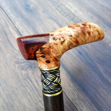 Load image into Gallery viewer, Copy of Copy of Copy of Copy of Copy of Copy of Copy of Copy of Copy of Copy of Copy of Cane Walking Stick Burl Hybrid Acryl Wood Reed Wooden Walking Cane Sticks Walking Sticks Handcrafted Handmade Cane Exclusive S67