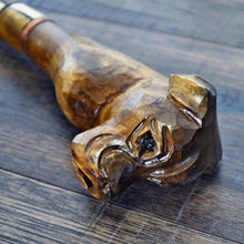 Load image into Gallery viewer, Gift Cane Walking Stick Canes Sticks Reed Staff Wood Wooden Hand-Carved Carving Handmade Cane Accessories ( Bulldog )