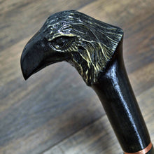 Load image into Gallery viewer, Gift Cane Walking Stick Canes Sticks Reed Staff Wood Wooden Hand-Carved Carving Handmade Cane Accessories ( Raven )
