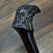 Load image into Gallery viewer, Gift Cane Walking Stick Canes Sticks Reed Staff Wood Wooden Hand-Carved Carving Handmade Cane Accessories ( Raven )