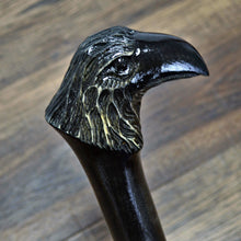 Load image into Gallery viewer, Gift Cane Walking Stick Canes Sticks Reed Staff Wood Wooden Hand-Carved Carving Handmade Cane Accessories ( Raven )