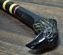 Load image into Gallery viewer, Gift Cane Walking Stick Canes Sticks Reed Staff Wood Wooden Hand-Carved Carving Handmade Cane Accessories ( Raven )