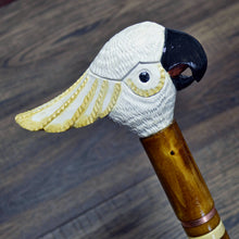 Load image into Gallery viewer, Gift Cane Walking Stick Canes Sticks Reed Staff Wood Wooden Hand-Carved Carving Handmade Cane Accessories ( Cockatoo Parrot White and Yellow)