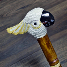 Load image into Gallery viewer, Gift Cane Walking Stick Canes Sticks Reed Staff Wood Wooden Hand-Carved Carving Handmade Cane Accessories ( Cockatoo Parrot White and Yellow)