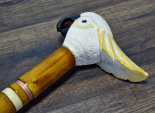 Load image into Gallery viewer, Gift Cane Walking Stick Canes Sticks Reed Staff Wood Wooden Hand-Carved Carving Handmade Cane Accessories ( Cockatoo Parrot White and Yellow)