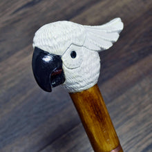 Load image into Gallery viewer, Gift Cane Walking Stick Canes Sticks Reed Staff Wood Wooden Hand-Carved Carving Handmade Cane Accessories ( Cockatoo Parrot White )