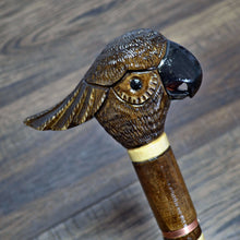 Load image into Gallery viewer, Gift Cane Walking Stick Canes Sticks Reed Staff Wood Wooden Hand-Carved Carving Handmade Cane Accessories ( Cockatoo Parrot Brown )