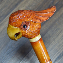 Load image into Gallery viewer, Gift Cane Walking Stick Canes Sticks Reed Staff Wood Wooden Hand-Carved Carving Handmade Cane Accessories ( Cockatoo Parrot Orange )
