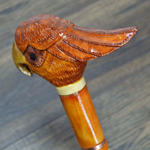 Load image into Gallery viewer, Gift Cane Walking Stick Canes Sticks Reed Staff Wood Wooden Hand-Carved Carving Handmade Cane Accessories ( Cockatoo Parrot Orange )