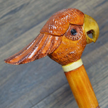 Load image into Gallery viewer, Gift Cane Walking Stick Canes Sticks Reed Staff Wood Wooden Hand-Carved Carving Handmade Cane Accessories ( Cockatoo Parrot Orange )