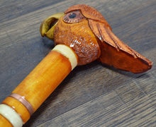 Load image into Gallery viewer, Gift Cane Walking Stick Canes Sticks Reed Staff Wood Wooden Hand-Carved Carving Handmade Cane Accessories ( Cockatoo Parrot Orange )