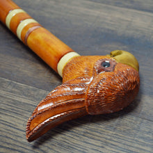 Load image into Gallery viewer, Gift Cane Walking Stick Canes Sticks Reed Staff Wood Wooden Hand-Carved Carving Handmade Cane Accessories ( Cockatoo Parrot Orange )