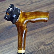 Load image into Gallery viewer, Gift Cane Walking Stick Canes Sticks Reed Staff Wood Wooden Hand-Carved Carving Handmade Cane Accessories ( Panther new )