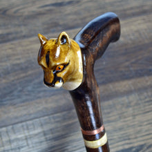 Load image into Gallery viewer, Gift Cane Walking Stick Canes Sticks Reed Staff Wood Wooden Hand-Carved Carving Handmade Cane Accessories ( Cougar )