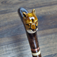 Load image into Gallery viewer, Gift Cane Walking Stick Canes Sticks Reed Staff Wood Wooden Hand-Carved Carving Handmade Cane Accessories ( Cougar )