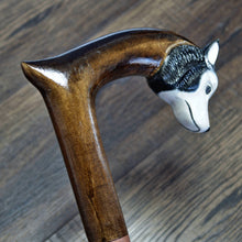 Load image into Gallery viewer, Gift Cane Walking Stick Canes Sticks Reed Staff Wood Wooden Hand-Carved Carving Handmade Cane Accessories ( Husky )