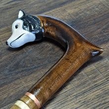 Load image into Gallery viewer, Gift Cane Walking Stick Canes Sticks Reed Staff Wood Wooden Hand-Carved Carving Handmade Cane Accessories ( Husky )