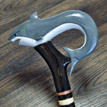 Load image into Gallery viewer, Gift Cane Walking Stick Canes Sticks Reed Staff Wood Wooden Hand-Carved Carving Handmade Cane Accessories ( Shark )