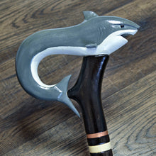 Load image into Gallery viewer, Gift Cane Walking Stick Canes Sticks Reed Staff Wood Wooden Hand-Carved Carving Handmade Cane Accessories ( Shark )