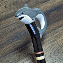 Load image into Gallery viewer, Gift Cane Walking Stick Canes Sticks Reed Staff Wood Wooden Hand-Carved Carving Handmade Cane Accessories ( Shark )