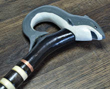 Load image into Gallery viewer, Gift Cane Walking Stick Canes Sticks Reed Staff Wood Wooden Hand-Carved Carving Handmade Cane Accessories ( Shark )