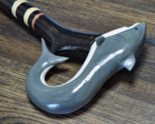 Load image into Gallery viewer, Gift Cane Walking Stick Canes Sticks Reed Staff Wood Wooden Hand-Carved Carving Handmade Cane Accessories ( Shark )