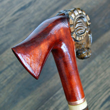 Load image into Gallery viewer, Gift Cane Walking Stick Canes Sticks Reed Staff Wood Wooden Hand-Carved Carving Handmade Cane Accessories ( Ram axe red )