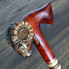 Load image into Gallery viewer, Gift Cane Walking Stick Canes Sticks Reed Staff Wood Wooden Hand-Carved Carving Handmade Cane Accessories ( Ram axe red )