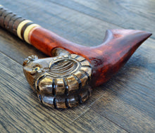 Load image into Gallery viewer, Gift Cane Walking Stick Canes Sticks Reed Staff Wood Wooden Hand-Carved Carving Handmade Cane Accessories ( Ram axe red )