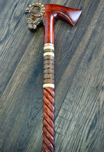 Load image into Gallery viewer, Gift Cane Walking Stick Canes Sticks Reed Staff Wood Wooden Hand-Carved Carving Handmade Cane Accessories ( Ram axe red )