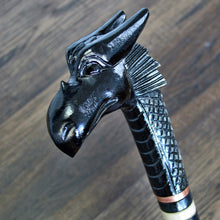 Load image into Gallery viewer, Gift Cane Walking Stick Canes Sticks Reed Staff Wood Wooden Hand-Carved Carving Handmade Cane Accessories ( Dragon new black )