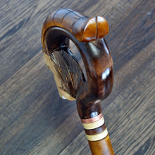 Load image into Gallery viewer, Gift Cane Walking Stick Canes Sticks Reed Staff Wood Wooden Hand-Carved Carving Handmade Cane Accessories ( Goat brown )