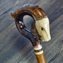 Load image into Gallery viewer, Gift Cane Walking Stick Canes Sticks Reed Staff Wood Wooden Hand-Carved Carving Handmade Cane Accessories ( Goat brown )