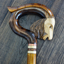 Load image into Gallery viewer, Gift Cane Walking Stick Canes Sticks Reed Staff Wood Wooden Hand-Carved Carving Handmade Cane Accessories ( Goat brown )