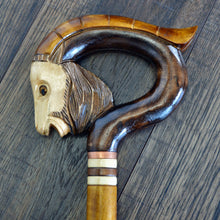 Load image into Gallery viewer, Gift Cane Walking Stick Canes Sticks Reed Staff Wood Wooden Hand-Carved Carving Handmade Cane Accessories ( Goat brown )