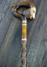 Load image into Gallery viewer, Gift Cane Walking Stick Canes Sticks Reed Staff Wood Wooden Hand-Carved Carving Handmade Cane Accessories ( Goat brown )