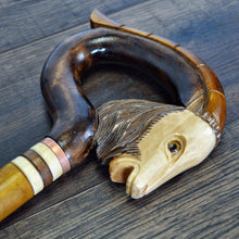 Load image into Gallery viewer, Gift Cane Walking Stick Canes Sticks Reed Staff Wood Wooden Hand-Carved Carving Handmade Cane Accessories ( Goat brown )