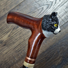Load image into Gallery viewer, Gift Cane Walking Stick Canes Sticks Reed Staff Wood Wooden Hand-Carved Carving Handmade Cane Accessories ( Cat )