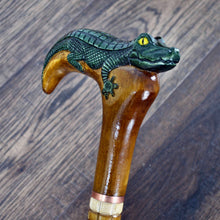 Load image into Gallery viewer, Gift Cane Walking Stick Canes Sticks Reed Staff Wood Wooden Hand-Carved Carving Handmade Cane Accessories ( Crocodile )