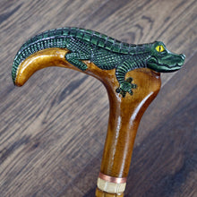 Load image into Gallery viewer, Gift Cane Walking Stick Canes Sticks Reed Staff Wood Wooden Hand-Carved Carving Handmade Cane Accessories ( Crocodile )