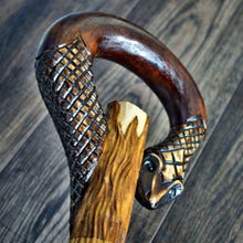 Load image into Gallery viewer, Gift Cane Walking Stick Canes Sticks Reed Staff Wood Wooden Hand-Carved Carving Handmade Cane Accessories ( Snake new )
