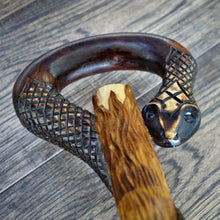 Load image into Gallery viewer, Gift Cane Walking Stick Canes Sticks Reed Staff Wood Wooden Hand-Carved Carving Handmade Cane Accessories ( Snake new )