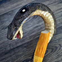Load image into Gallery viewer, Gift Cane Walking Stick Canes Sticks Reed Staff Wood Wooden Hand-Carved Carving Handmade Cane Accessories ( Cobra )
